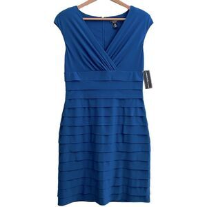 American Living Womens Dress Sheath Tiered Size 10 Blue Surplice V-Neck NWT🏷